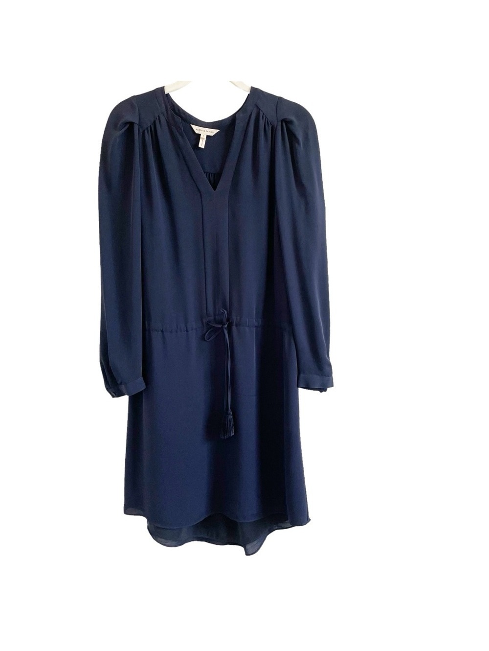 Rebecca Taylor 100% Silk Blouson Dress Navy Size 0 Sheer Minimalist Office